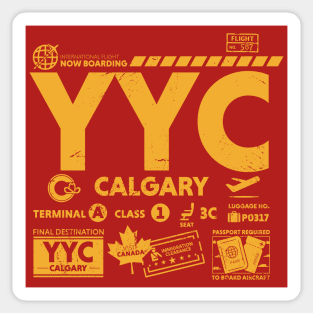 Vintage Calgary YYC Airport Code Travel Day Retro Travel Tag Canada Sticker